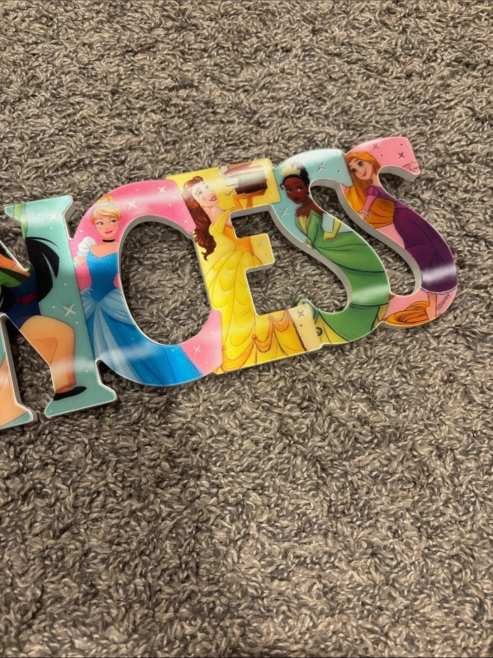 Disney Pink Blue Green Multicolor Princess Wall Name Sign